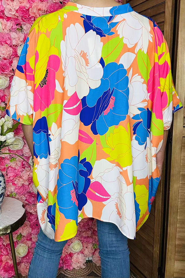 Shop oversized high-low style linen fabric women blouse w/short sleeves GJQ16249 IS10