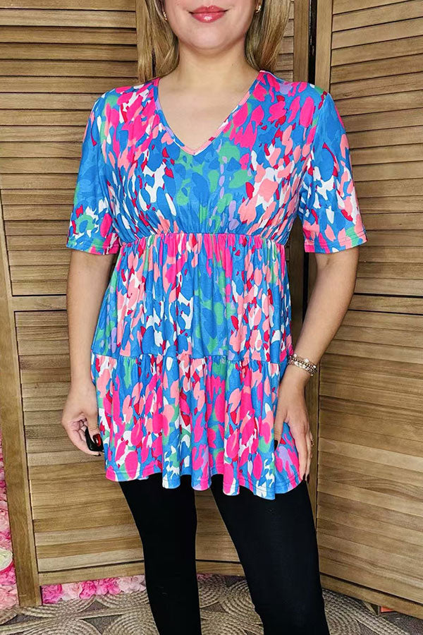 Women t-shirt wholesale Multi color leopard printed short sleeve top GJQ16253 (ES1)