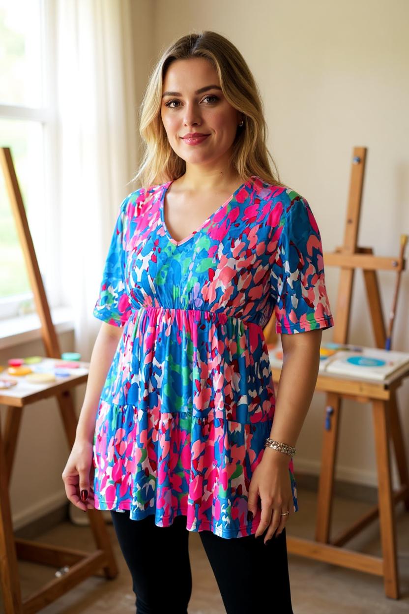 Women t-shirt wholesale Multi color leopard printed short sleeve top GJQ16253 (ES1)